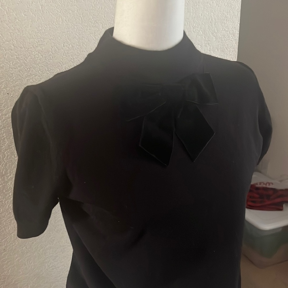 L Kate spade black bow velvet bow sweater shirt originally got for 120$